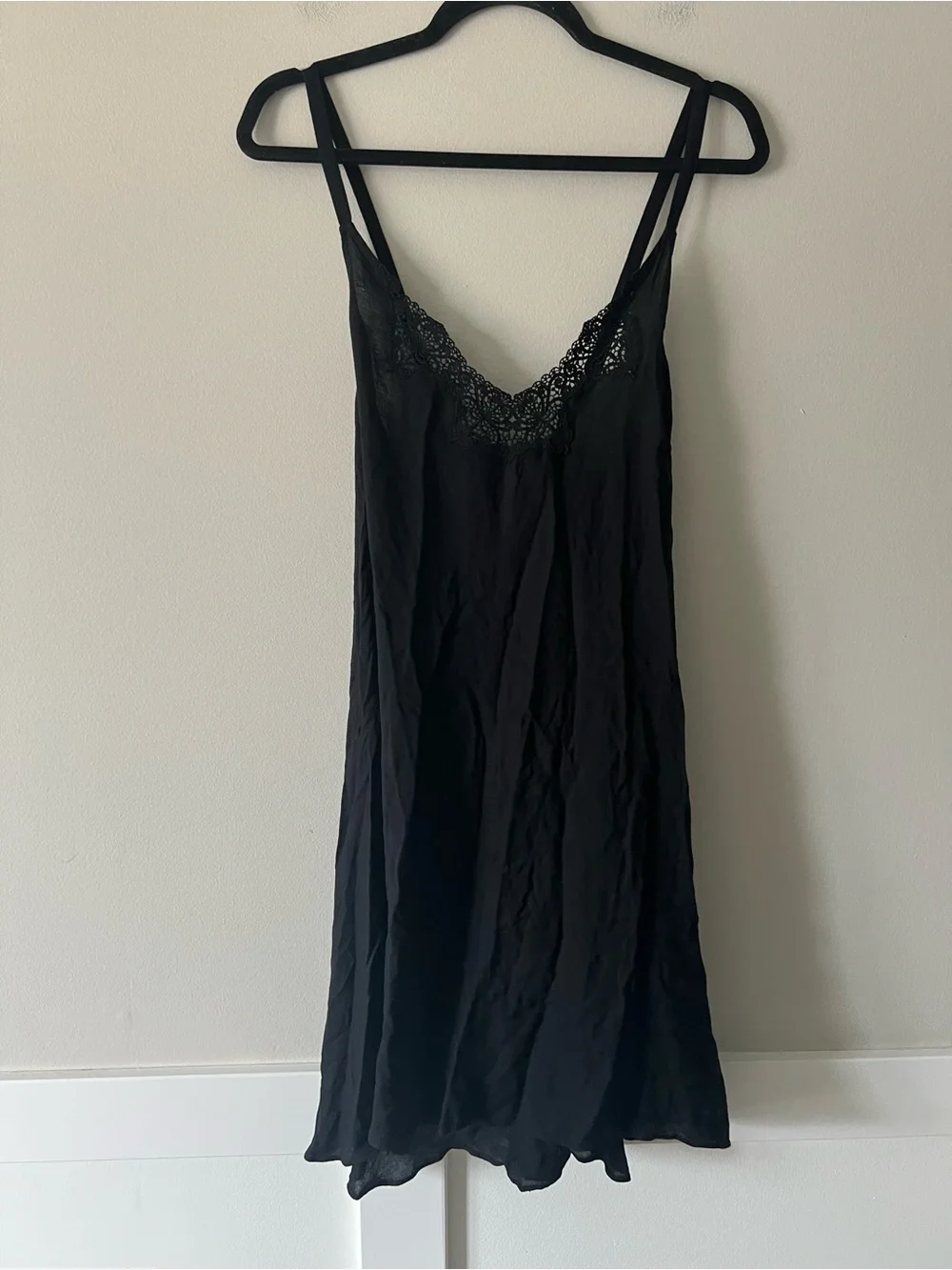 Free People Kendall Trapeze Slip Dress Black Lace NWT Boho Romantic